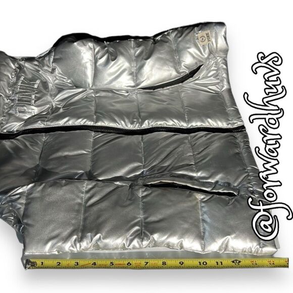 Victoria’s Secret Silver Elegance: Metallic Puffer Vest - Size Medium - Picture 7 of 14